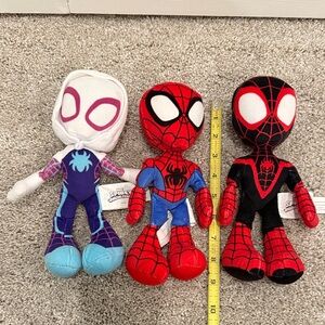 Spiderman Trio Plush Set - Red, Blue, Black, White